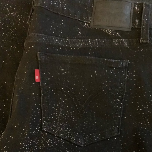 Levi's Black Silver Splatter Paint Jeans 535 SUPER SKINNY sz 30/30 - Picture 6 of 15